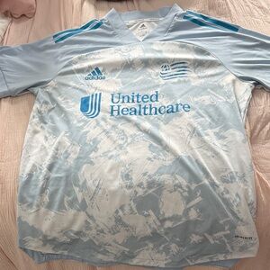 Adidas Sky Blue and White Soccer Jersey New England Revolution
